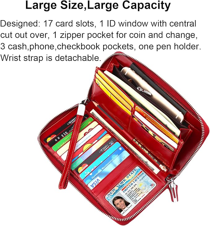 Small Compact Women Wallet RFID Blocking Genuine Leather Bifold Purse with ID Windows - Image 3
