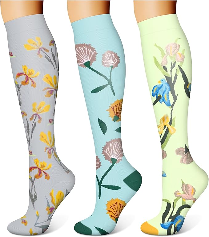 WITHYOU 3 Pairs Compression Socks for Women & Men 15-20 mmHg,Best Support for Nurses Running Hiking by WITHYOU