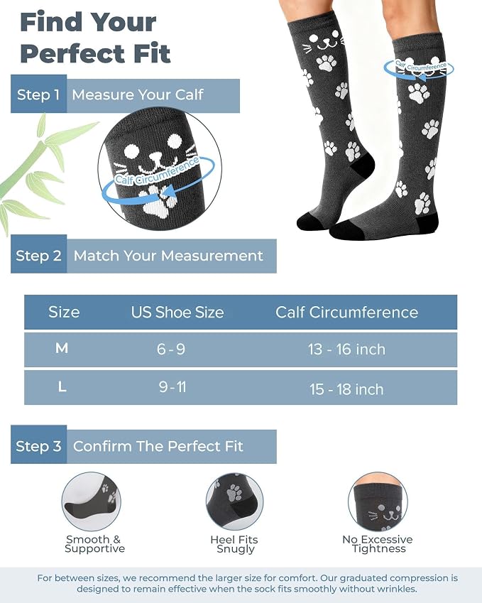Compression Socks for Women 15-20 mmHg, Viscose from Bamboo, 3-Pair Knee High for Flying, Work & All-Day Comfort - Image 5