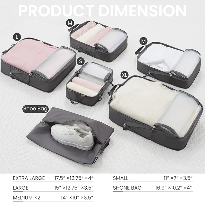 BAGAIL 6 Set Ultralight Compression Packing Cubes Packing Organizer for Travel Accessories Luggage Suitcase Backpack - Image 2