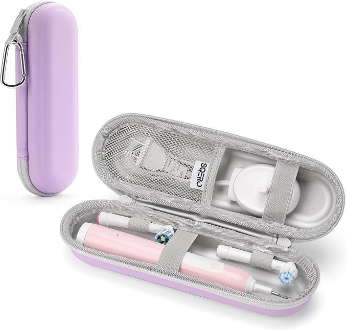 SQERO Electric Toothbrush Travel Case for Oral-B Pro/iO, Philips Sonicare/Aquasonic, Oral B Case for Brush Heads & Accessories, Portable Toothbrush Hard Carry Bag Waterproof PU | Storage for Brush Heads & Accessories, Portable Toothbrush Hard Carry She... by SQERO