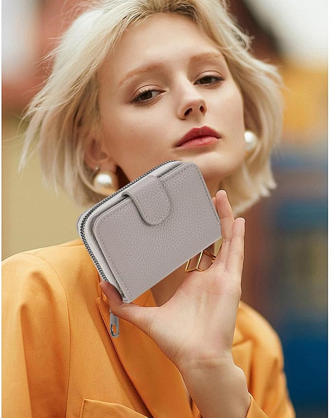 Credit Card Holder for Women Small Leather RFID Blocking Security Card Wallet with ID Window - Image 6