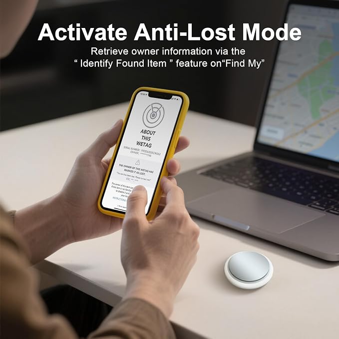 Air Tracker Tag 2 Pack [Apple MFi Certified] with Find My(iOS Only) | Key Finder with No App Needed, IP65 Waterproof, 365-Day Standby, Wallets Keys Bags Luggage Locator Tracker Tag - Image 4