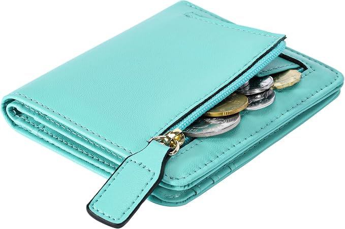 Gostwo Small Wallet for Women, Slim Bifold Credit Card Holder, Compact RFID Blocking Cash Wallet, Billfolds Thin Leather Zipper Pocket, Mini Wallet Gift for Ladies Teen Girls Travel with ID Window - Image 8