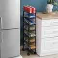 MOOACE Slim Soda Can Organizer Rack, Canned Food Organizer with Wheels | Cans Dispenser Shelf, Rolling Kitchen Storage Carts, Beverage Soup Cans Drink Holder for Pantry Narrow Space, Black by MOOACE