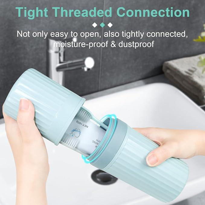Mulbozy Travel Toothbrush Holder, Large Travel Toothbrush Cup Case, Portable Travel Toothbrush Toothpaste Makeup Storage for Business Trip Camping School - Blue - Image 4