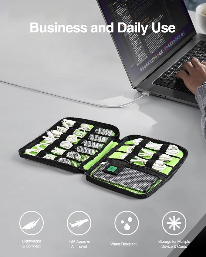 Travel Cable Organizer Bag, Flat Cord Organizer Case | Travel Essentials for Wire/Cord/Charger/Cable Storage/Tech Accessories/Tech Gifts - Image 2
