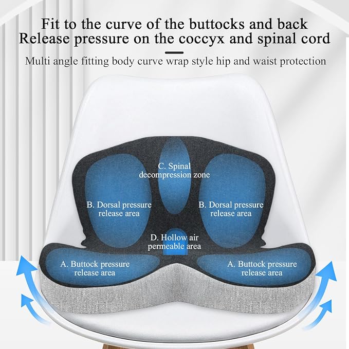 Seat Cushion with Lumbar Support Pillow, Back and Seat Cushion for Office | Ergonomic L-Shaped Car Seat Cushion for Cars, Wheelchairs, Truck Seat Cushion for Sciatica & Lower Back Pain Relief - Image 8