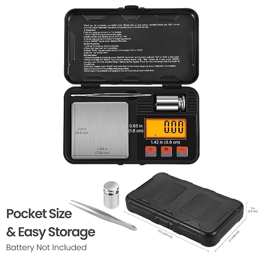 Flexzion Digital Gram Scale, 200g x 0.01g Pocket Scale for Coins, Jewelry | Compact Food Scale with 6 Weighing Units, Stainless Steel Platform, Tare, Counting Mode, Tweezers and 50G Calibration Weight - Image 7