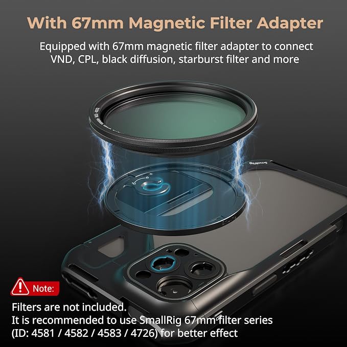 SmallRig for iPhone 15 Pro Max Phone Cage with 67mm Filter Adapter, Upgraded Quick Release Design Phone Video Rig Cage for Videography/Video Recording/YouTube/Live Streaming/Vlog - 4391B - Image 4