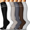 6 Pairs Compression Socks for Women & Men 15-20mmHg Knee High Socks | Graduated Compression Socks Supports Circulation, Ideal for Nurses Pregnancy, Travel, Flying, Running & Daily Wear by FuelMeFoot