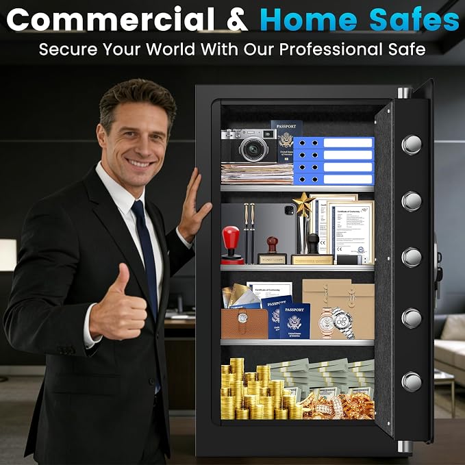 [2026 Upgraded] 35 Mins Heavy Duty Fireproof Safe, 7.5 Cuft Home Safe | Fire Proof Safe with Digital Keypad Keys, Smart Alert, Mute Mode, Security Safes for Home Office Documents - Image 9