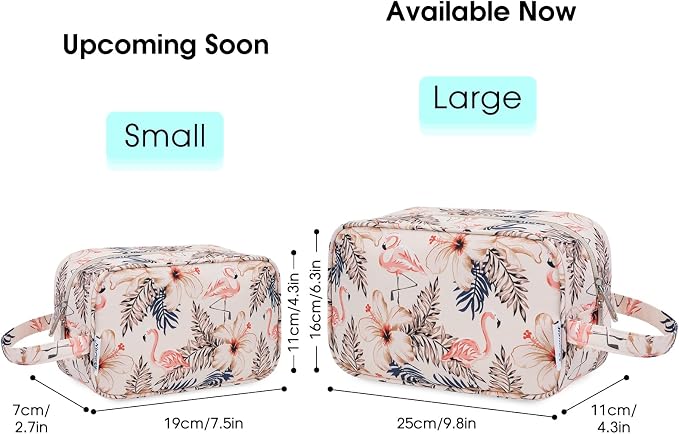 Narwey Travel Toiletry Bag for Women Traveling Dopp Kit Travel Bag for Toiletries Cosmetic Bag Makeup Bag Medicine Bag for Traveling (Beige Flamingo) - Image 3