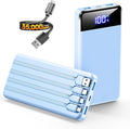 SABANI Portable Charger 35000mAh Power Bank, 4 Built in Cable Big Capacity | Ultra Slim, 22.5W Fast Charge, Travel Camping Essential, USB C External Battery Pack for iPhone Samsung Android, Azure by SABANI