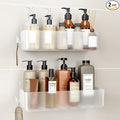 Orimade Shower Caddy 2-Pack, No-Drill Adhesive Shelves with 4 Hooks for Bathroom, Rustproof ABS Plastic Storage Organizer Set, Clear by Orimade