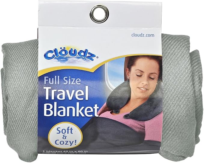 Cozy Compact Airplane Travel Blanket for Your Flight, Car, Camping, Home or Comforting Warmth Anywhere! - Charcoal by Cl%C3%B6udz