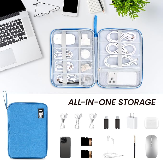 Cable Organizer Bag, Electronics Organizer Case for Tech Accessories | Store chargers, cables, power banks and adapters with elastic loops, mesh pockets and organized compartments for travel. - Image 6