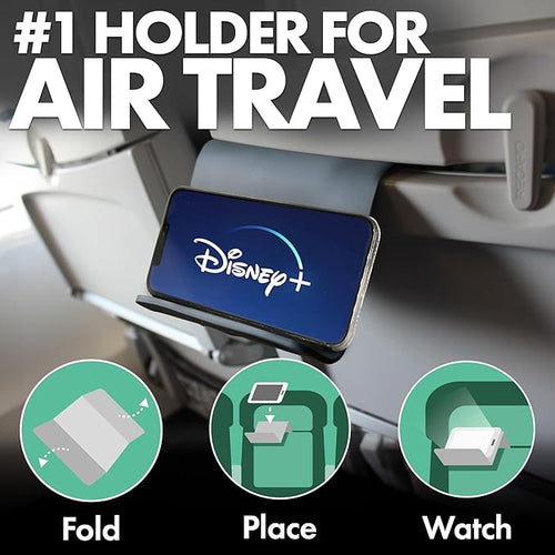 Airplane Phone Holder - Foldable Phone Stand for Plane Travel | Strong grippy silicone, 9 x 4.3 in.Tabletop Mount Desk, Plane Tray Seat back, Treadmill, Fits iPhone Cell Phone - Image 2