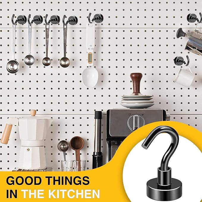 DIYMAG Magnetic Hooks 200pcs 30lbs Cruise Essentials 2026 Magnet Hook Black | Neodymium Heavy Duty Strong Magnets Hanging Ship Cabins Refrigerator Fridge Classroom Beach Vacation Kitchen Grills Home Tool - Image 6