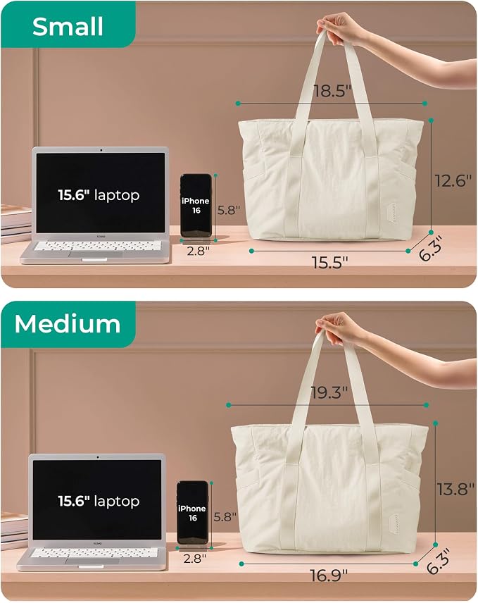 BAGSMART Tote Bag for Women, Tote Bag with Zipper Work Tote with Compartments Nurse Shoulder Hanbag for Travel, Gym - Image 3