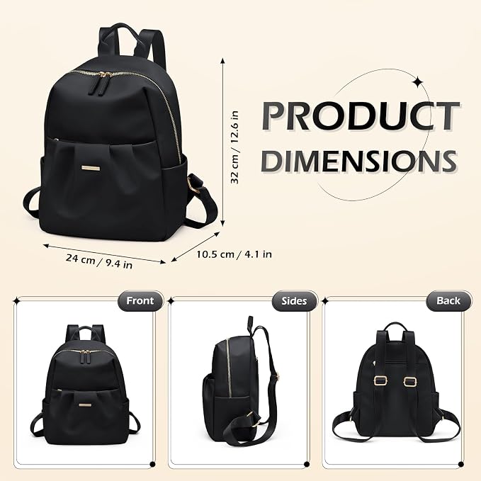 Backpack for Women, Small Cute Backpack Purse Lightweight Casual Daypack Backpack for Travel Mini Backpacks for Ladies College Work,9.7Inch,Black - Image 3