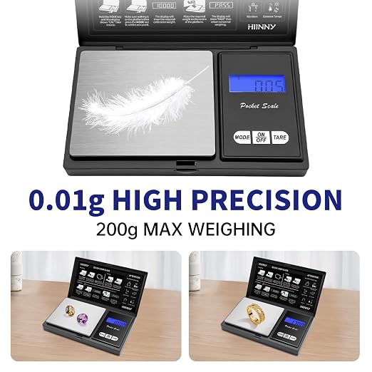 Gram Scale Digital Pocket Scale 200g/0.01g High Precision Small Jewelry Scale Mini,Weed,Coin,Gold,Portable Travel Food,Gram and Oz,with 20g Calibration Weight - Image 3