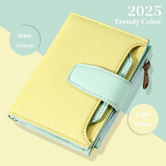 Small Wallet Women RFID Blocking Soft Leather Bifold Compact Card Holder Wallet for Women with Zipper Coin Pocket 4 ID Window - Image 3