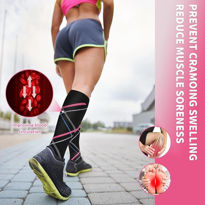 Sooverki Compression Socks for Women & Men 6 Pairs is Best Supportive Knee High Stockings for Circulation, Travel, Nurses - Image 5