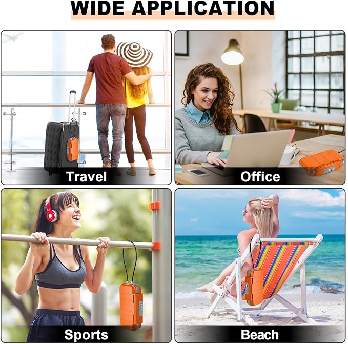 HUANLANG Portable Safe Lock Box with Combination Lock Mini Beach Travel Safe Waterproof Small Lockable Box with Removable Wire Rope Combination Safe Box for Dorm,Travel,Beach,Hotel,Car,Home,Office - Image 6