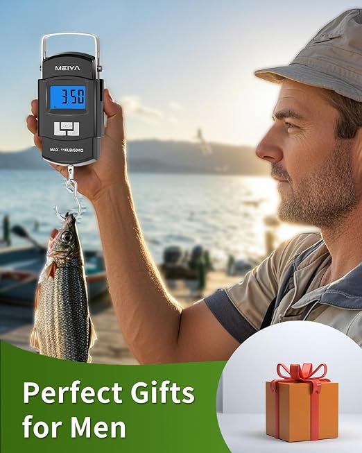 MEIYA Fish Scale 110lb/50kg Digital Fishing Scale with Backlit LCD, Portable Handle, Stainless Steel Hook & 2 AAA Batteries – Reliable Fishing Gear & Great Fishing Gifts for Men - Image 7