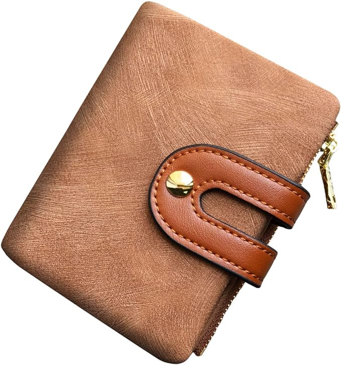 AOXONEL Women's Rfid Small Bifold Leather Wallet Ladies Mini Zipper Coin Purse id card Pocket,Slim Compact Thin by AOXONEL