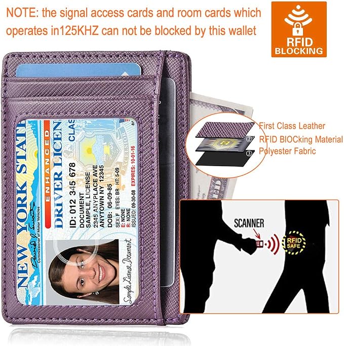 GH GOLD HORSE Slim RFID Blocking Card Holder Minimalist Leather Front Pocket Wallet for Women | Slim - Image 5