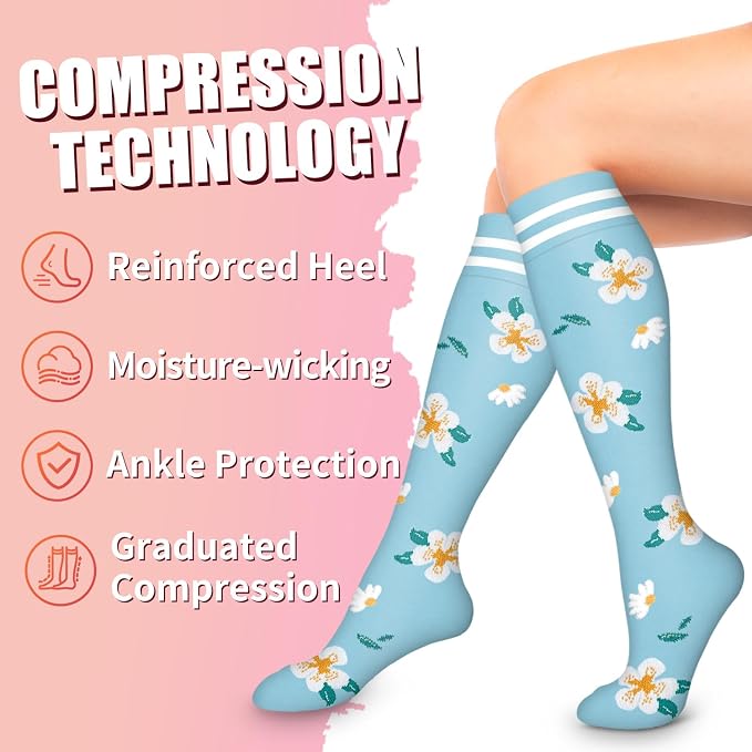 Compression Socks for Women & Men Circulation (6 Pairs) 15-20 mmHg is Best Support for Athletic Running,Nurse - Image 6