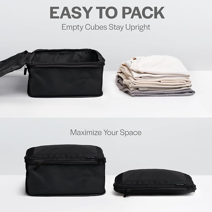 Compression Packing Cubes for Travel - Luggage Organizer Bags - Double Zipper Packing Cubes for Suitcases (12-Pack, Black) - Image 5