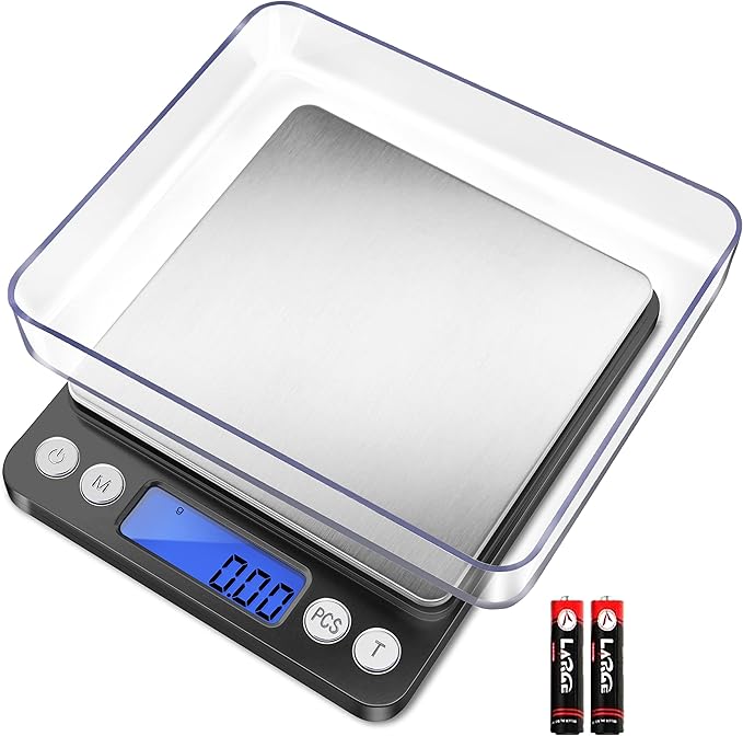 Fuzion Digital Gram Scale .01 Gram Accuracy, 500g Digital Jewelry Scale | Small Kitchen Food Scale with 2 Trays for Powder, Coffee, Gold, Coin, Small Reptile - Weight Gram and Oz by Fuzion%C2%AE