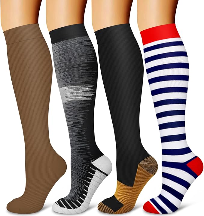 4 Pairs-Compression Socks for Women&Men Circulation-Best Support for Nurses,Running,Athletic by LaiteHebe