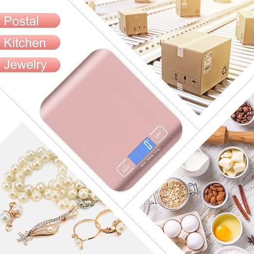 Digital Shipping Scale,Stainless Steel Panel, Accurate Portable Postal Scale for Packages, Small Business,Kitchen, Food, Handmade, Liquids, and Boutique (Rose Gold Battery(5kg/1g)) - Image 6