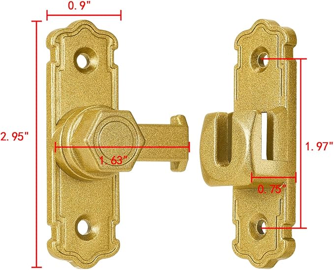 2 Packs Gold Aluminum Alloy 90/180 Degree Gate Lock,Barn Door Latches | Flip Gate Latches,Right Angle Door Lock Latch,Sliding Door Latches,for bedroom,garage,window,pet enclosures,drawer,cabinet - Image 2