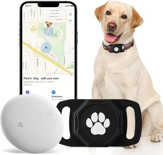Smart Pet Tracker for Collar - Dog Tracker Pet Location Tracker with Holder | Real-Time Location, No Monthly Fee/ SIM Card, Work with Android Only (Not for IOS), Ultra-Slim, IP68 Waterproof Holder, Black by Ztobny