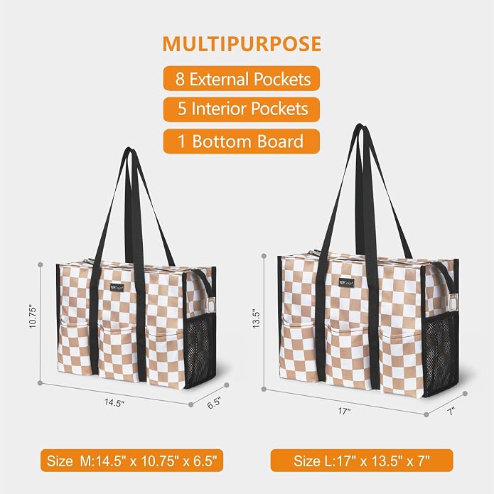 TOPDesign Utility Water Resistant Tote Bag with 13 Pockets, Top Zipper Closure & Thick Bottom Support, for Working Women - Image 2