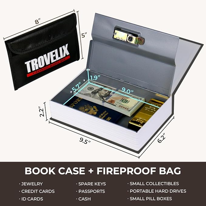 Book Safe with Combination Lock, Hidden Safe (9.5 x 6.2 x 2.2 Inch) with Fireproof Bag, Secret Diversion Safe, Hollow Book Box Hidden Storage, Money Safe Box for Cash(Les Mis) - Image 3