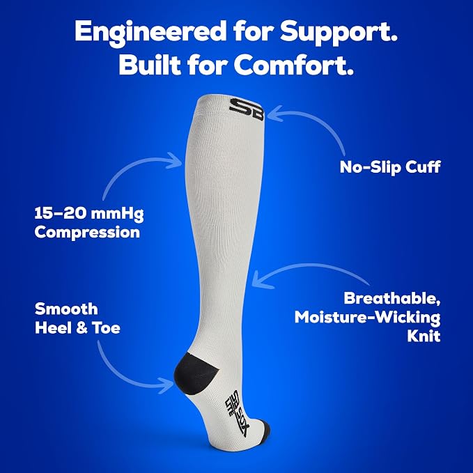 SB SOX Compression Socks for Men & Women (15-20mmHg) | Best Compression Socks for Flying, Medical, Sports, Wide Calf Fit, Pregnancy, and Daily Wear - Image 2
