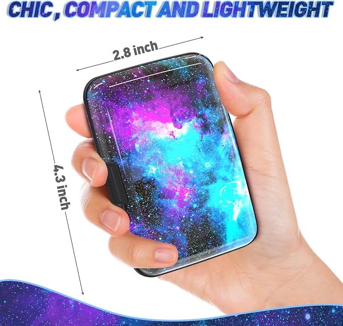 ToLuLu Credit Card Holder Slim Mini RFID Small Aluminum Card Wallet Galaxy | Blocking Metal Business Card Case, RFID Blocking Front Pocket Wallet Hard Case CC Holder for Men Women, Nebula - Image 3