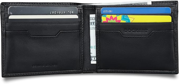 Dockers Men's Bifold Leather Wallet - Thin Slimfold RFID Blocking Security Smart Extra Capacity - Image 6