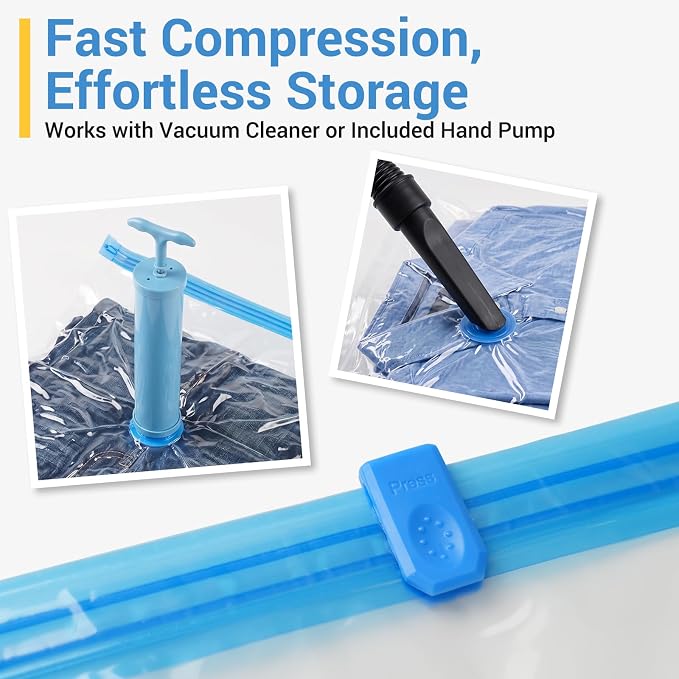 80% Space Saver Vacuum Storage Bags with Hand Pump, 10 Jumbo | Plastic Packaging Bags, Vacuum Seal Bags for Clothing, Travel Lugggage, Blankets, Comforters - Image 5