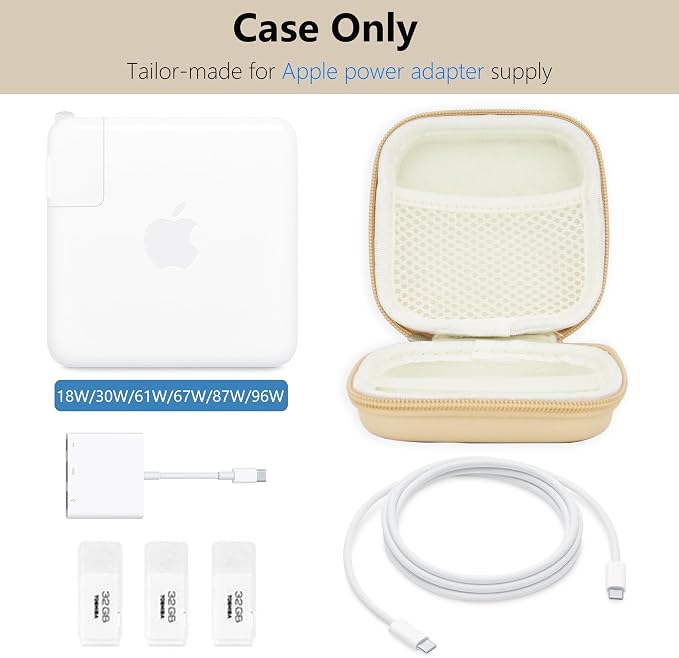 Portable Charger Case, Tech Pouch Travel Organizer, M, Light Khaki | Hard Shell Electronic Storage for MacBook Power Adapter, Charging Cords, USB Drives, Power Bank Laptop Accessories - Image 3