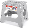 11" Folding Step Stool for Kids, Holds 300 lb Foldable Stools, Gray | Heavy Duty Collapsible Foot Stool, Lightweight with Built-in Handle, Non-Slip for Adults Kitchen Bathroom Bedroom Outdoor by ACSTEP