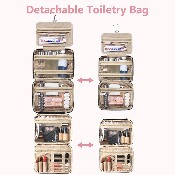 Detachable Travel Toiletry Bag for Women - Large Toiletry Bags for Traveling Women - Hanging Makeup Cosmetic Bag, Organizer for Travel Accessories Cruise Essential - Travel Size Toiletries - Image 2
