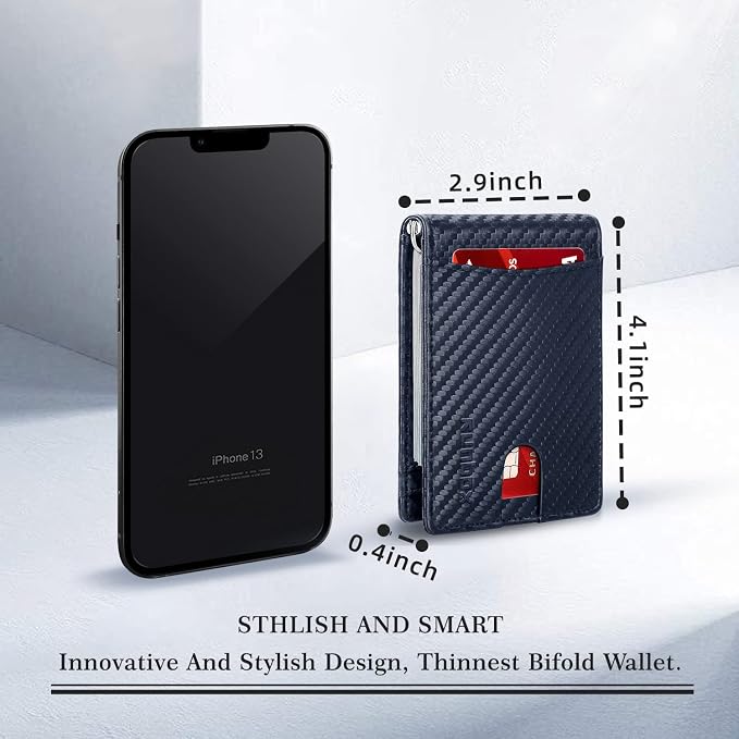 RUNBOX Slim Wallet for Men Genuine Leather RFID Blocking Bifold Minimalist Front Pocket Mens Wallet with Money Clip Thin Gift Box - Image 7