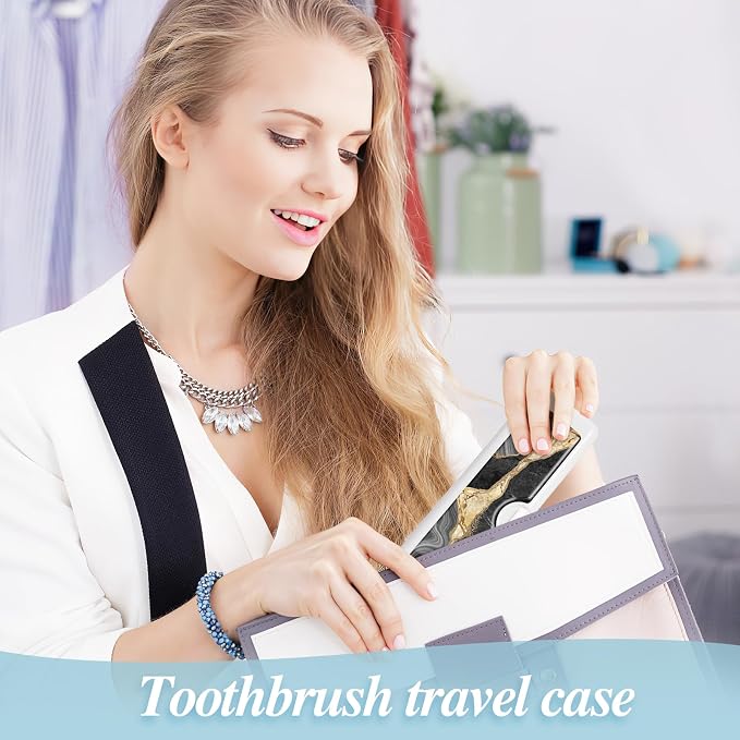 Toothbrush Travel Case - Colorful Pattern, Holder and Covers for Toothbrushes, Includes Tongue Scraper Case - Image 7
